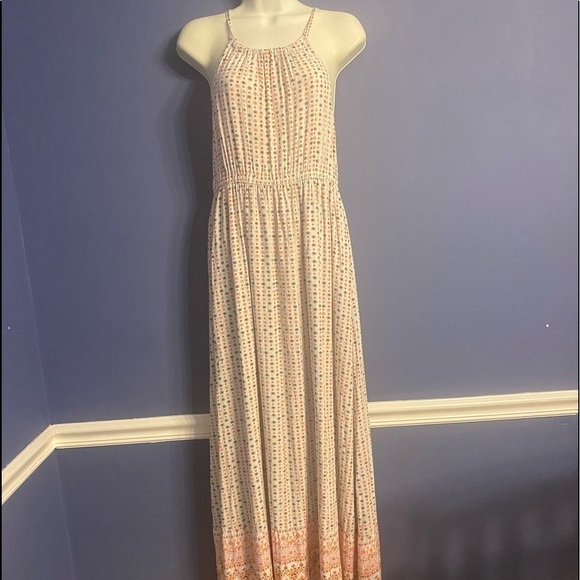 Old Navy White Floral Print Long Strappy Crisscross Back Maxi Dress Size Small. - Picture 1 of 8